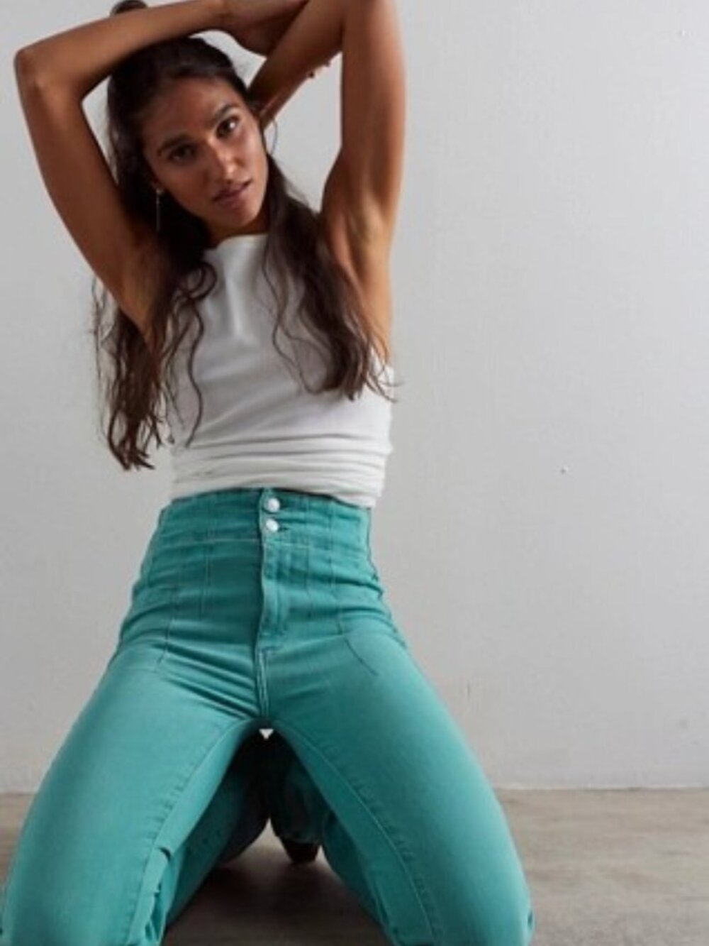 Free People We The Free Blue Tourmaline Teal Jayde Flare Jeans Size 30 Short